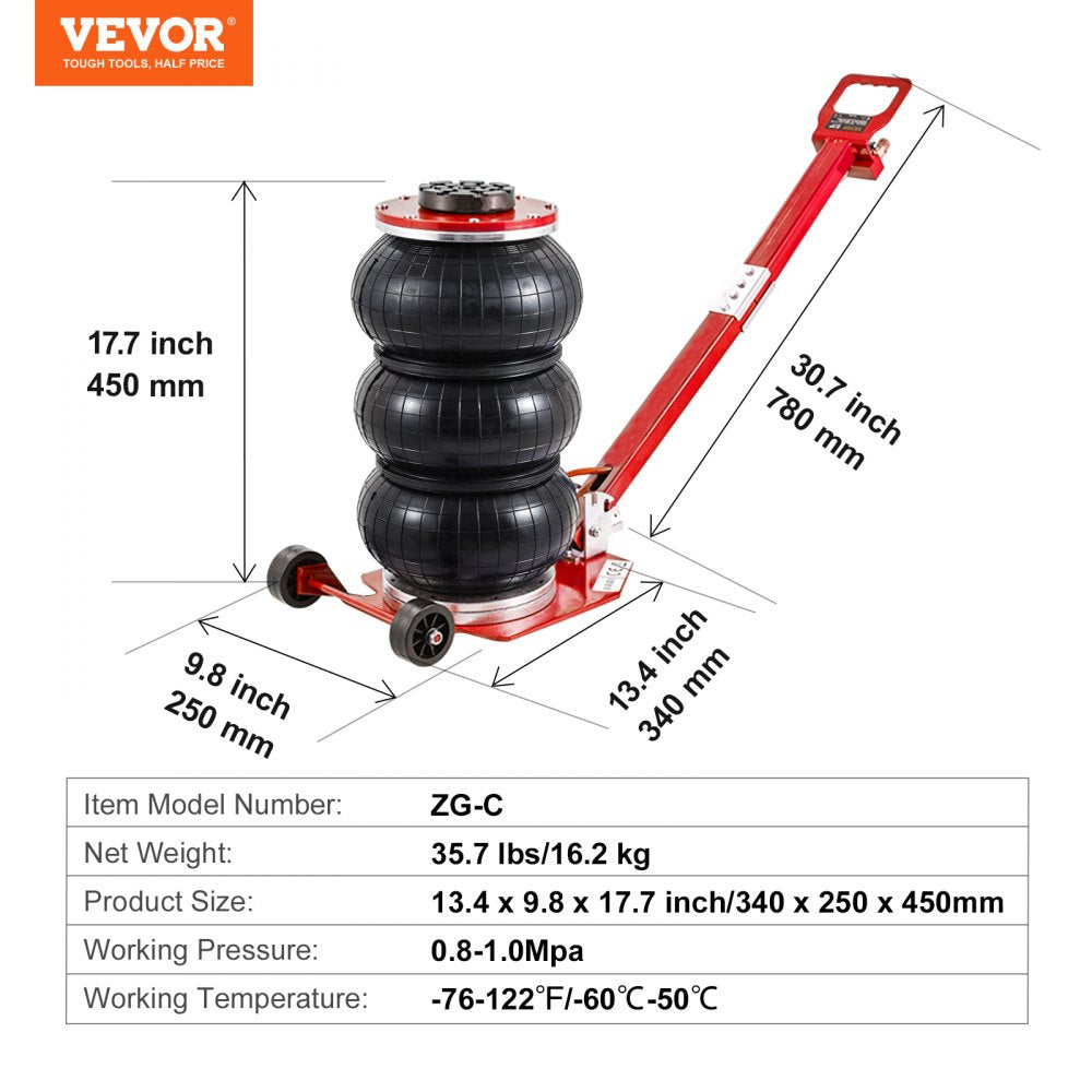 AMITOOLS Air Jack, 3 Ton/6600 lbs Triple Bag Air Jack, Airbag Jack with Six Steel Pipes, Lift up to 17.7