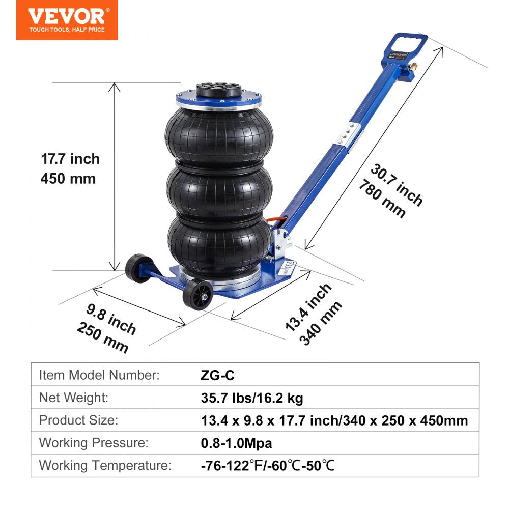 AMITOOLS Air Jack, 3 Ton/6600 lbs Triple Bag Air Jack, Airbag Jack with Six Steel Pipes, Lift up to 17.7