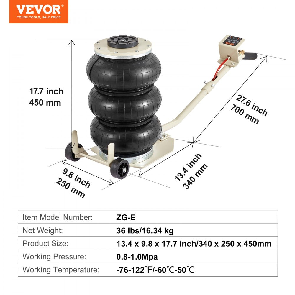 AMITOOLS Triple Bag Air Jack 3 Ton/6600 lbs Pneumatic Jack for Car SUV Lifting