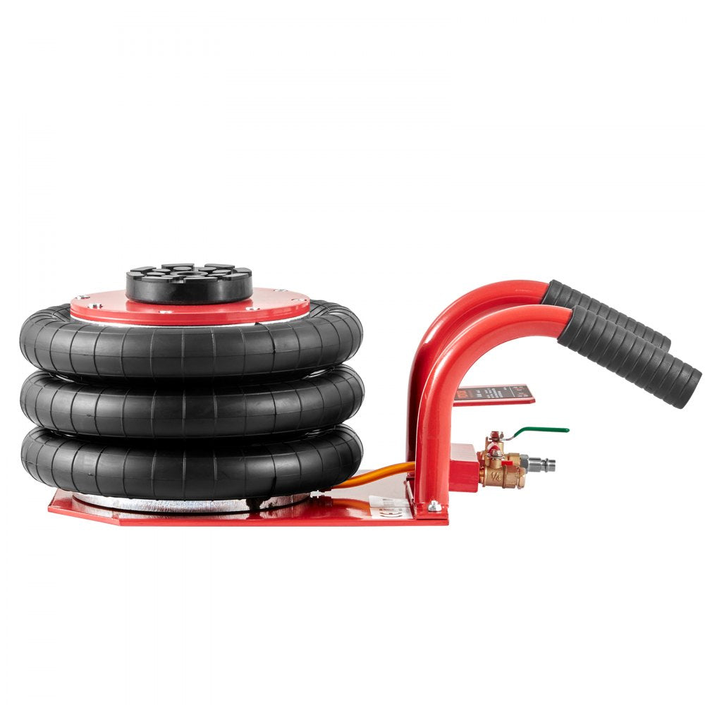 AMITOOLS Air Jack, 3 Ton/6600 lbs Triple Bag Air Jack, Airbag Jack with Six Steel Pipes, Lift up to 17.7 inch/450 mm, 3-5 s Fast Lifting Pneumatic Jack, with Side Handles for Car, Garage, Repair (Red)