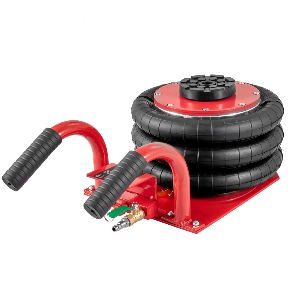 AMITOOLS Air Jack, 3 Ton/6600 lbs Triple Bag Air Jack, Airbag Jack with Six Steel Pipes, Lift up to 17.7 inch/450 mm, 3-5 s Fast Lifting Pneumatic Jack, with Side Handles for Car, Garage, Repair (Red)