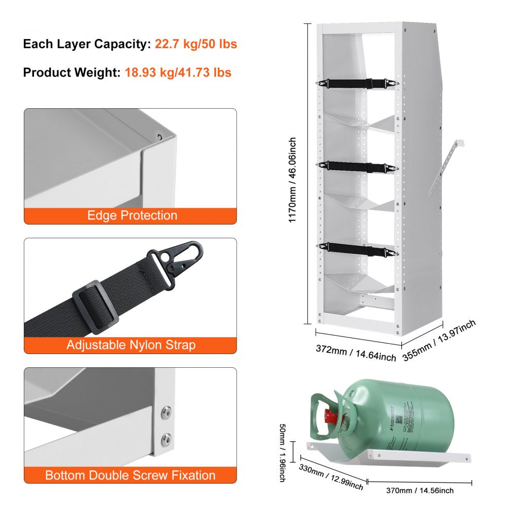 AMITOOLS Refrigerant Tank Rack, with 3 x 30-50lb Bottle Tanks, Cylinder Tank Rack 14.56x12.99x1.96 in, Refrigerant Cylinder Rack Gas Cylinder Racks and Holders for Freon, Gases, Oxygen, Nitrogen