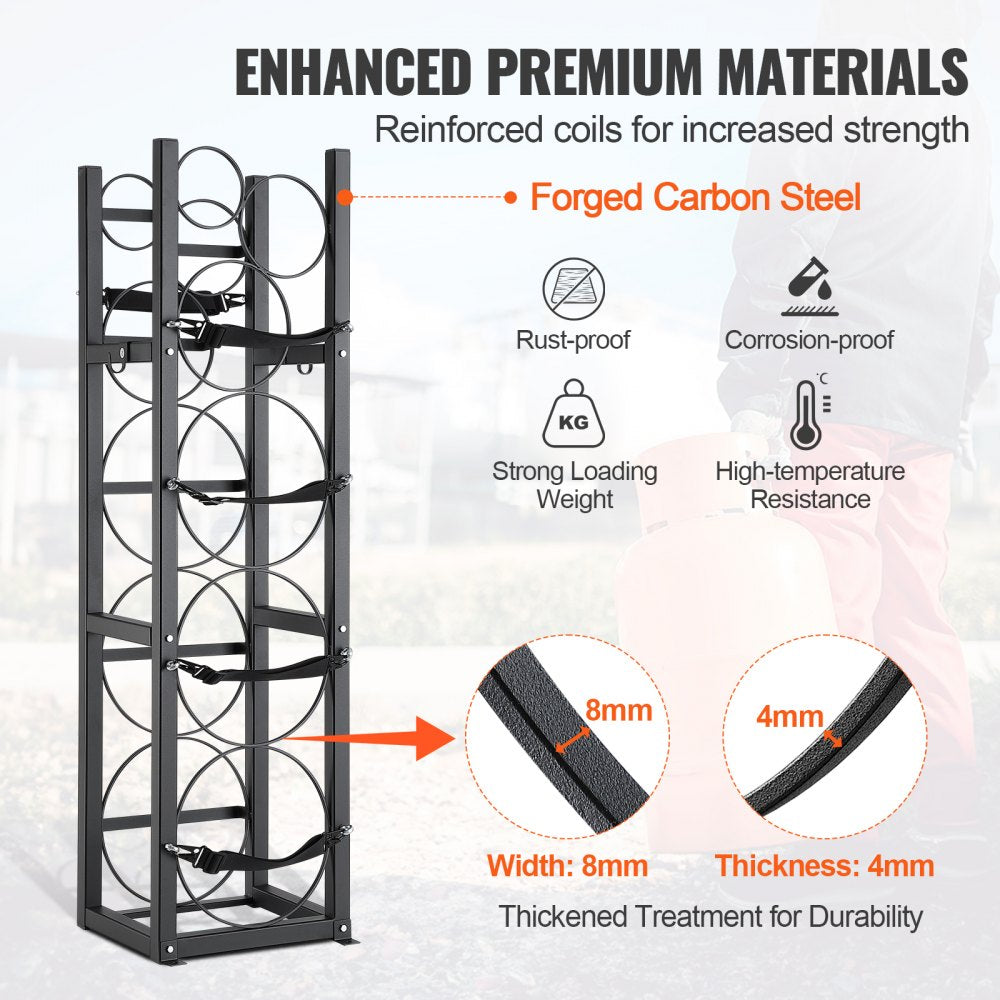 AMITOOLS Refrigerant Tank Rack, with 3 x 30lbs and Other 3 Small Bottle Tanks, Cylinder Tank Rack 12.79x12.99x47.12 in, Refrigerant Cylinder Rack and Holders for Freon, Gases, Oxygen, Nitrogen