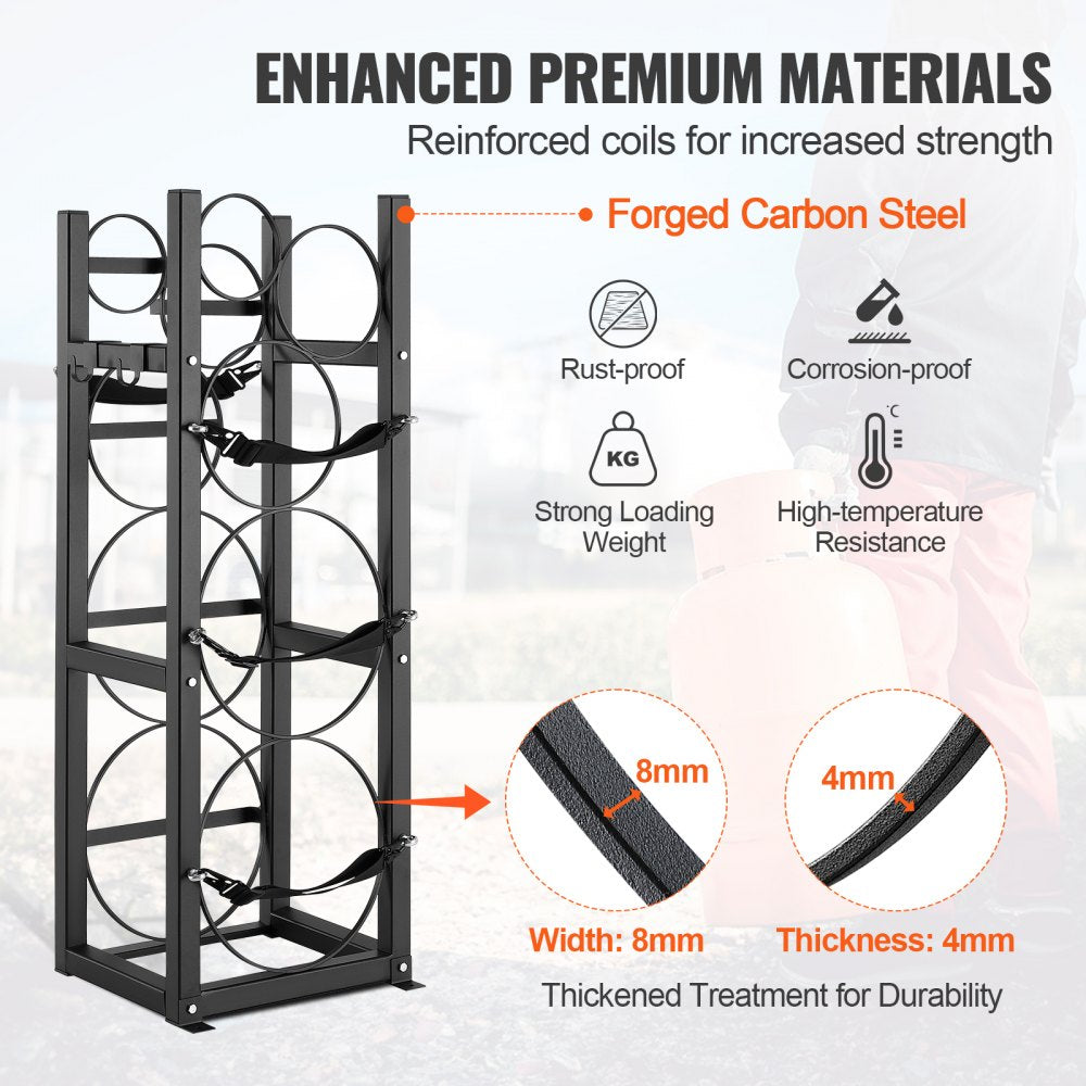 AMITOOLS Refrigerant Tank Rack, with 2 x 30lbs and Other 3 Small Bottle Tanks, Cylinder Tank Rack 12.79x12.99x47.12 in, Refrigerant Cylinder Rack and Holders for Freon, Gases, Oxygen, Nitrogen