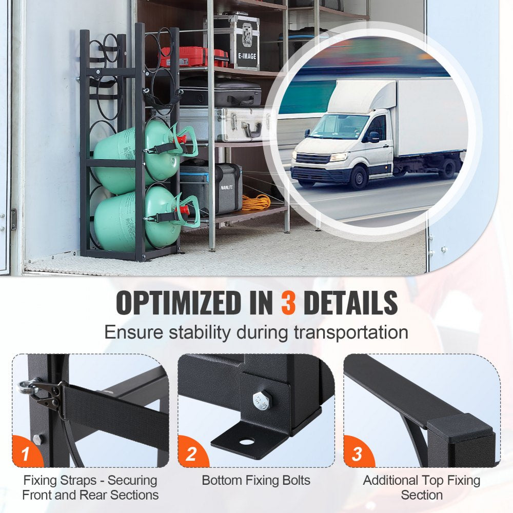 AMITOOLS Refrigerant Tank Rack, with 2 x 30lbs and Other 3 Small Bottle Tanks, Cylinder Tank Rack 12.79x12.99x47.12 in, Refrigerant Cylinder Rack and Holders for Freon, Gases, Oxygen, Nitrogen