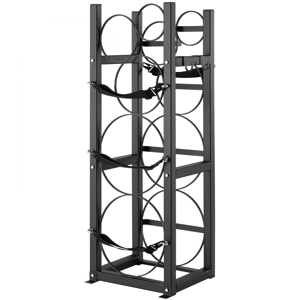 AMITOOLS Refrigerant Tank Rack, with 2 x 30lbs and Other 3 Small Bottle Tanks, Cylinder Tank Rack 12.79x12.99x47.12 in, Refrigerant Cylinder Rack and Holders for Freon, Gases, Oxygen, Nitrogen