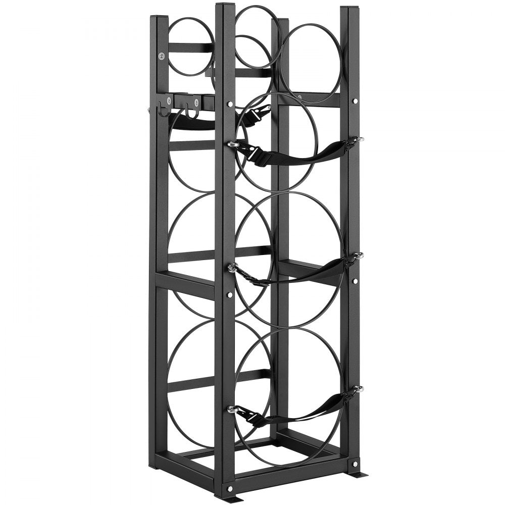 AMITOOLS Refrigerant Tank Rack, with 2 x 30lbs and Other 3 Small Bottle Tanks, Cylinder Tank Rack 12.79x12.99x47.12 in, Refrigerant Cylinder Rack and Holders for Freon, Gases, Oxygen, Nitrogen