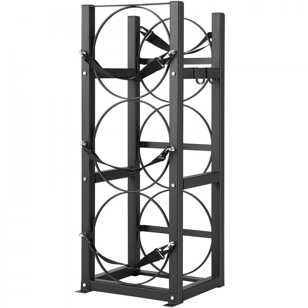 AMITOOLS Refrigerant Tank Rack, with 3 x 30lbs Bottle Tanks, Cylinder Tank Rack 12.79x12.99x33.07 in, Refrigerant Cylinder Rack Gas Cylinder Racks and Holders for Freon, Gases, Oxygen, Nitrogen