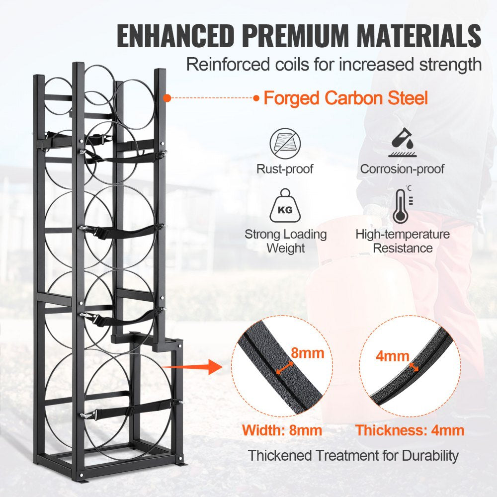 AMITOOLS Refrigerant Tank Rack, with 1 x 50lb, 2 x 30lb and Other 3 Small Bottle Tanks, Cylinder Tank Rack 15.55x12.99x49.8 in, Refrigerant Cylinder Rack and Holders for Freon, Gases, Oxygen, Nitrogen