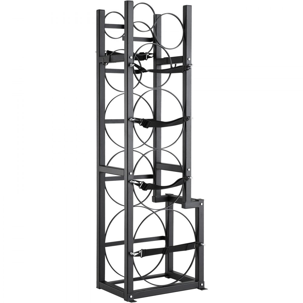 AMITOOLS Refrigerant Tank Rack, with 1 x 50lb, 2 x 30lb and Other 3 Small Bottle Tanks, Cylinder Tank Rack 15.55x12.99x49.8 in, Refrigerant Cylinder Rack and Holders for Freon, Gases, Oxygen, Nitrogen