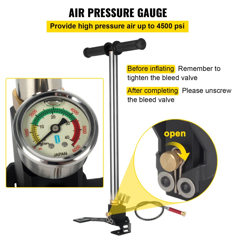 AMITOOLS Airgun PCP Pump 4500PSI High Pressure Hand Pump 3 Stage Pump Chamber PCP Air Pump