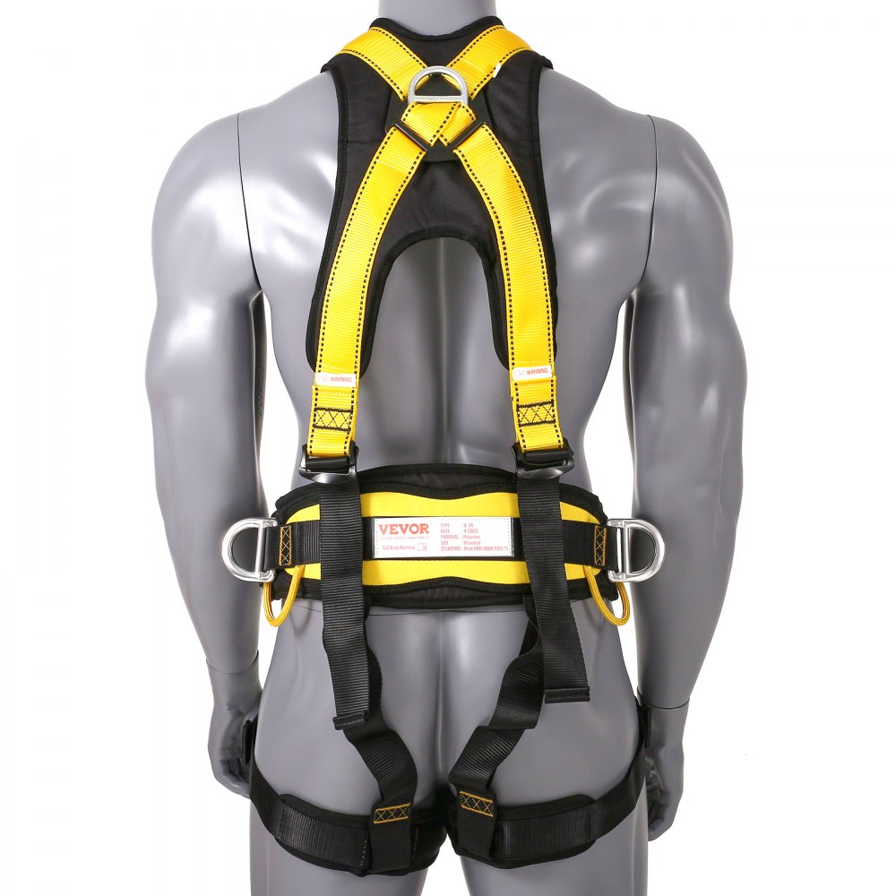 AMITOOLS Safety Harness, Universal Full Body Harness, Detachable Safety Harness Fall Protection with Added Padding on Shoulder, Back, Waist, Legs, and 5 D-Rings, ANSI/ASSE Z359.11, 340 lbs