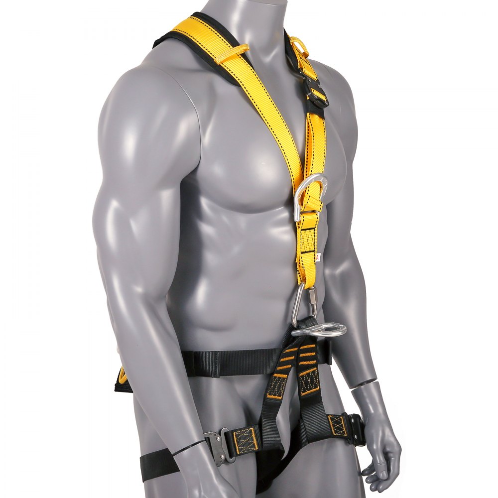 AMITOOLS Safety Harness, Universal Full Body Harness, Detachable Safety Harness Fall Protection with Added Padding on Shoulder, Back, Waist, Legs, and 5 D-Rings, ANSI/ASSE Z359.11, 340 lbs