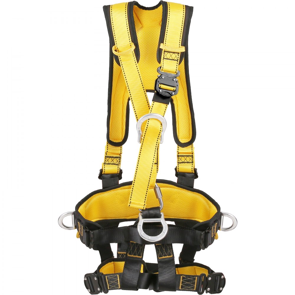 AMITOOLS Safety Harness, Universal Full Body Harness, Detachable Safety Harness Fall Protection with Added Padding on Shoulder, Back, Waist, Legs, and 5 D-Rings, ANSI/ASSE Z359.11, 340 lbs