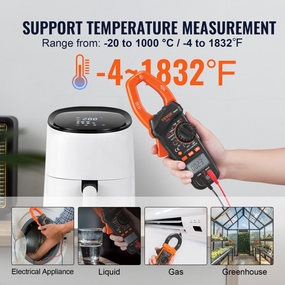 AMITOOLS Digital Clamp Meter T-RMS, 6000 Counts, 1000A Clamp Multimeter Tester, Measures Current Voltage Resistance Diodes Continuity Data Retention, NCV for Home Appliance, Railway Industry Maintenance