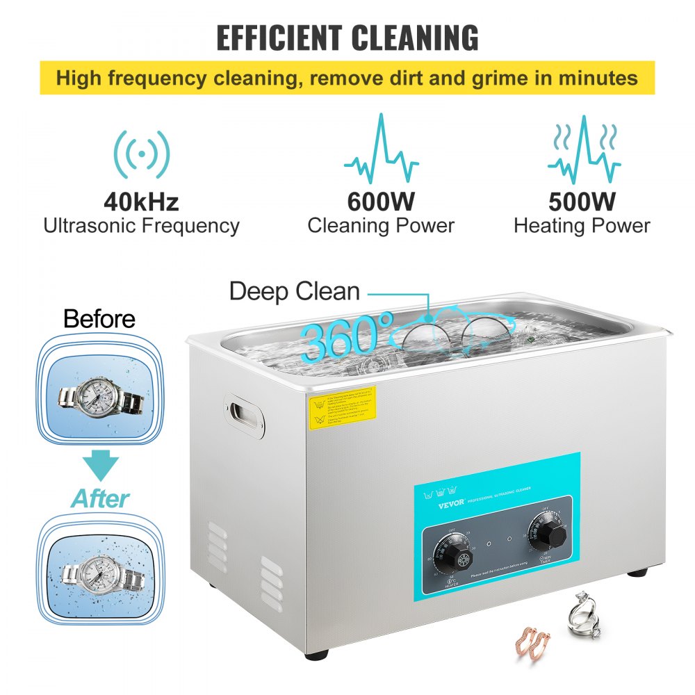 AMITOOLS 30L Ultrasonic Cleaner, 304 Stainless Steel Professional Knob Control, Ultrasonic Cleaner with Heater Timer for Jewelry Watch Glasses Circuit Board Dentures Small Parts Dental Instrument