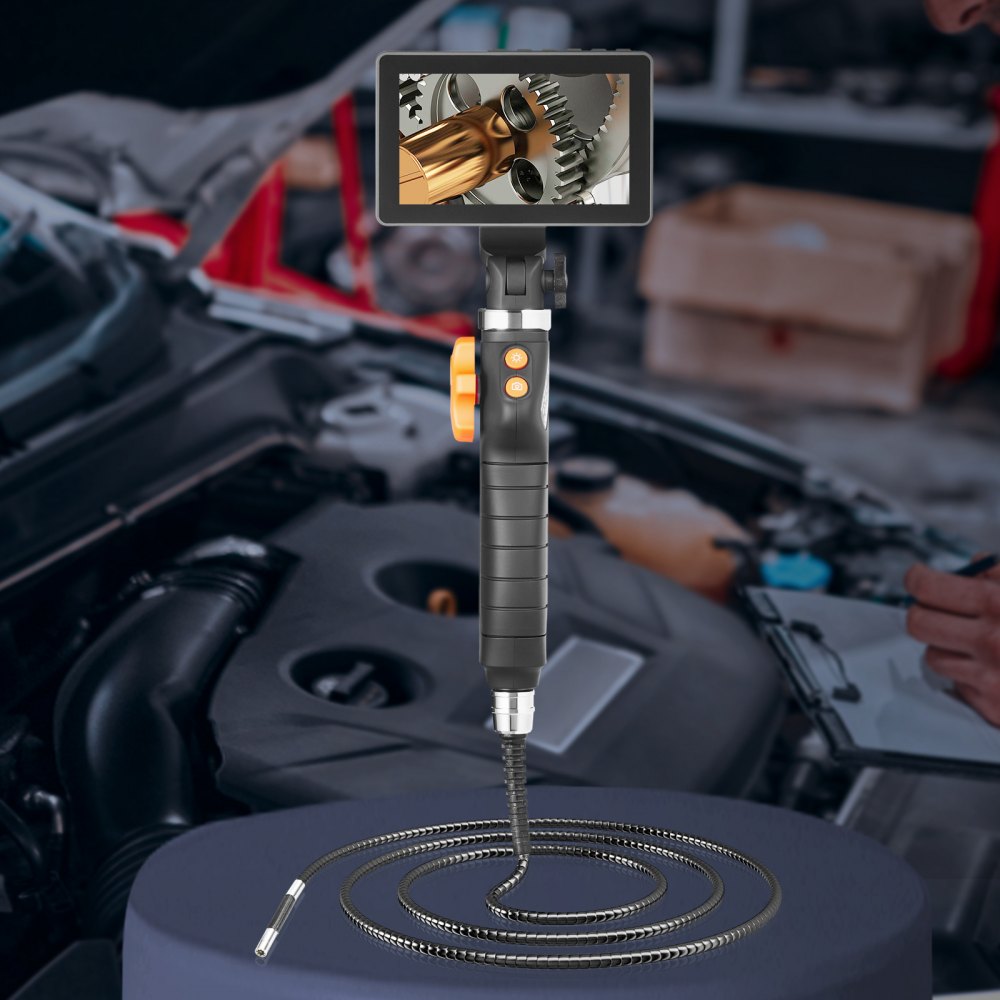 AMITOOLS Articulating Borescope Camera with Light, Two-Way Articulated Endoscope Inspection Camera with 6.4mm Tiny Lens, 5