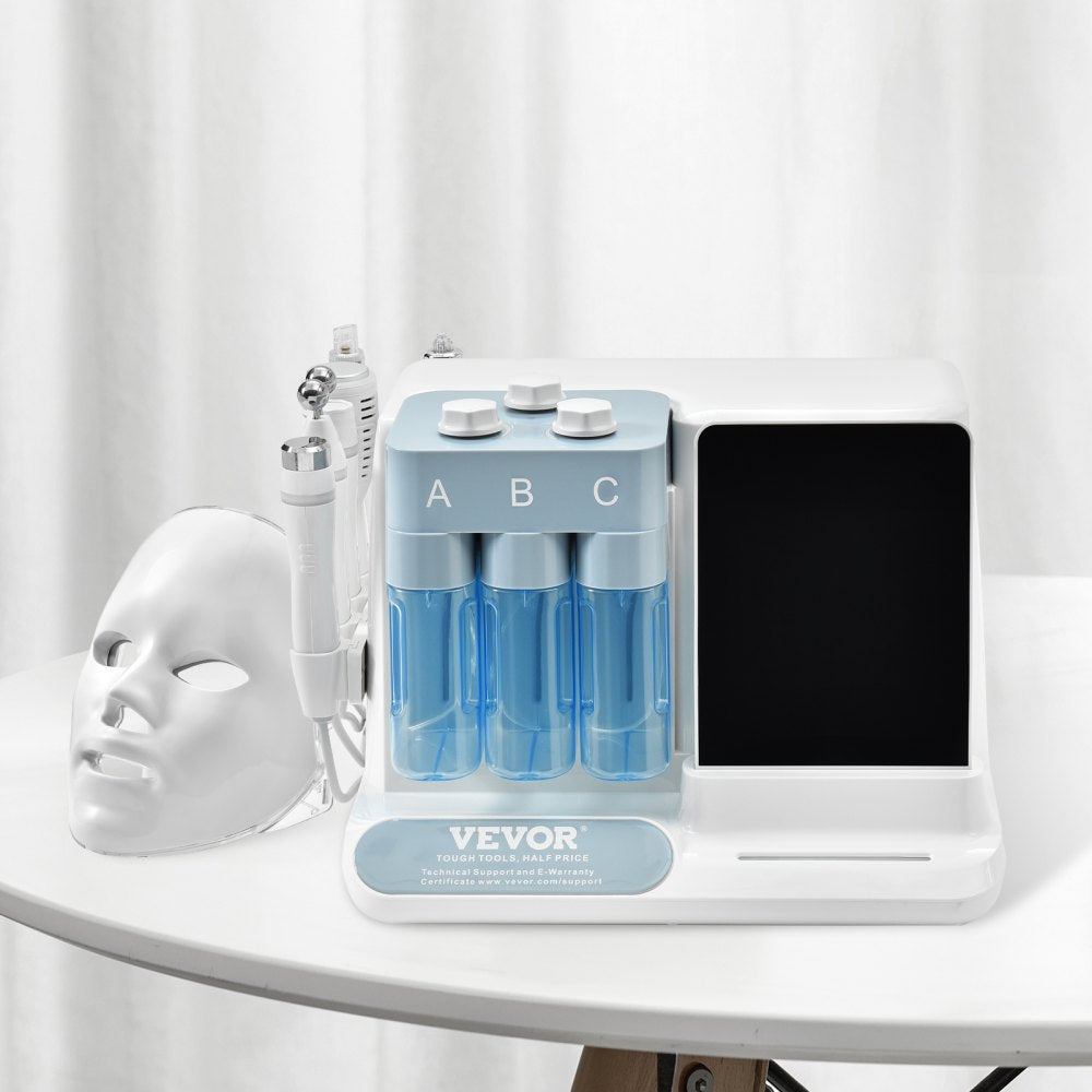 AMITOOLS 8 in 1 Hydrogen Oxygen Facial Machine, Professional Hydrafacial Machine for Spa, Hydro Facial Cleansing Rejuvenation Machine with 8 in LCD Screen, Microcurrent Probe, Bipolar RF Radiofrequency