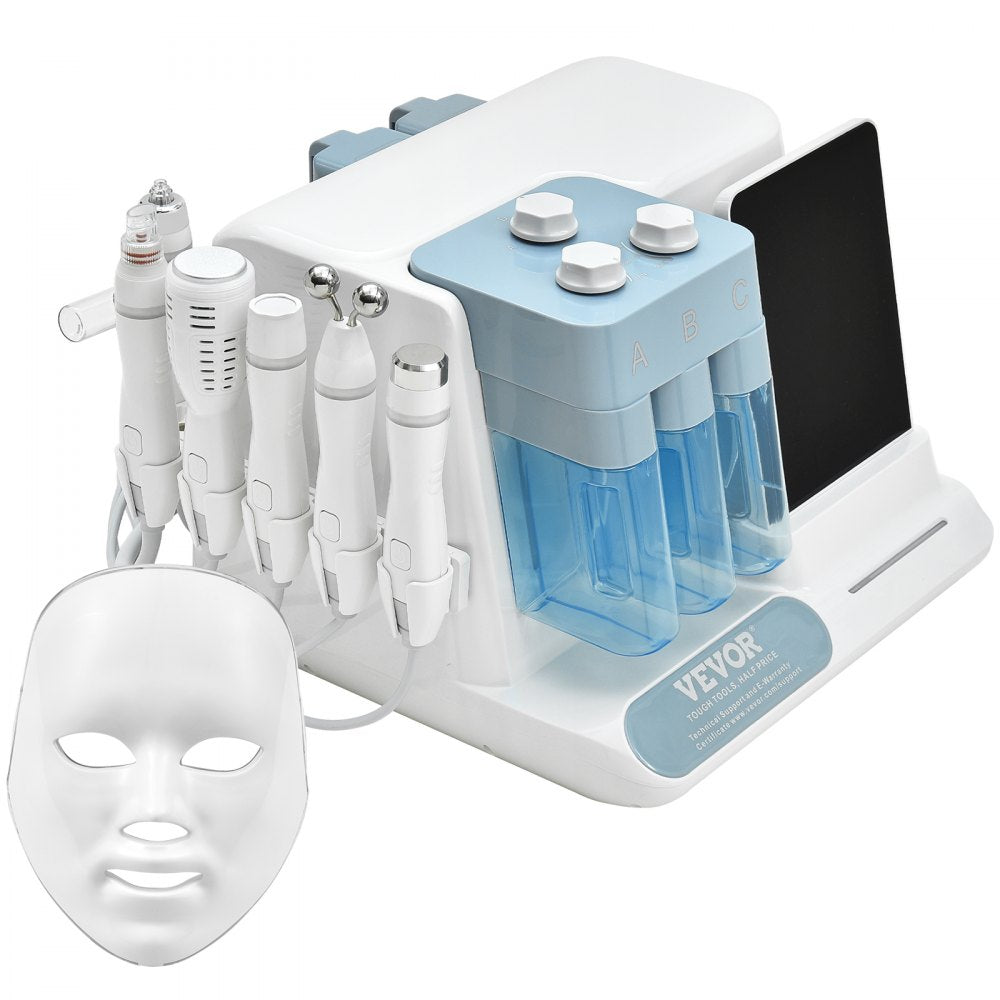 AMITOOLS 8 in 1 Hydrogen Oxygen Facial Machine, Professional Hydrafacial Machine for Spa, Hydro Facial Cleansing Rejuvenation Machine with 8 in LCD Screen, Microcurrent Probe, Bipolar RF Radiofrequency