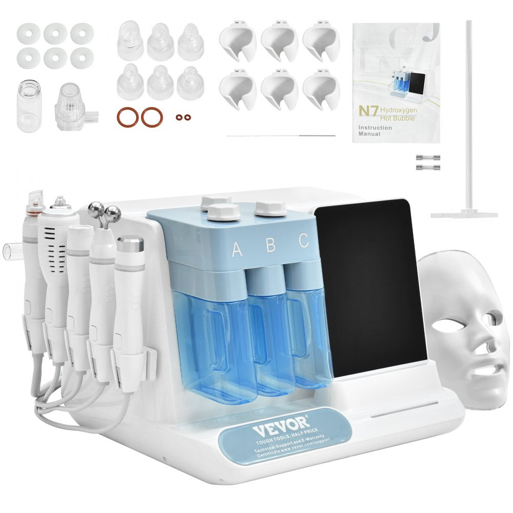 AMITOOLS 8 in 1 Hydrogen Oxygen Facial Machine, Professional Hydrafacial Machine for Spa, Hydro Facial Cleansing Rejuvenation Machine with 8 in LCD Screen, Microcurrent Probe, Bipolar RF Radiofrequency