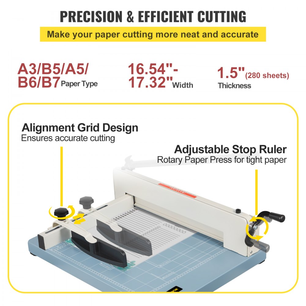 AMITOOLS Industrial Paper Cutter A3 Heavy Duty Paper Cutter 17 Inch Paper Cutter Heavy Duty 500 Sheets Paper with Clear Cutting Guide for Offices, Schools, Businesses and Printing Shops