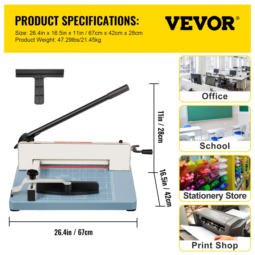 AMITOOLS Industrial Paper Cutter A3 Heavy Duty Paper Cutter 17 Inch Paper Cutter Heavy Duty 500 Sheets Paper with Clear Cutting Guide for Offices, Schools, Businesses and Printing Shops