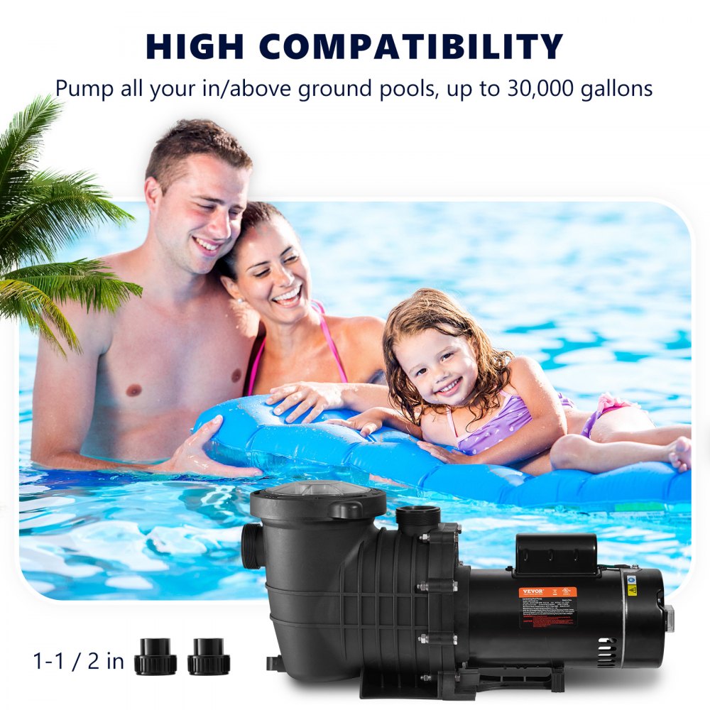 AMITOOLS Pool Pump 2.0HP 230V, Variable Dual Speed Pumps 1500W, 5520 GPH Max Flow, Powerful Self-priming Swimming Pool Motor for Above Ground Pool, w/ Strainer Filter Basket, ETL Certification