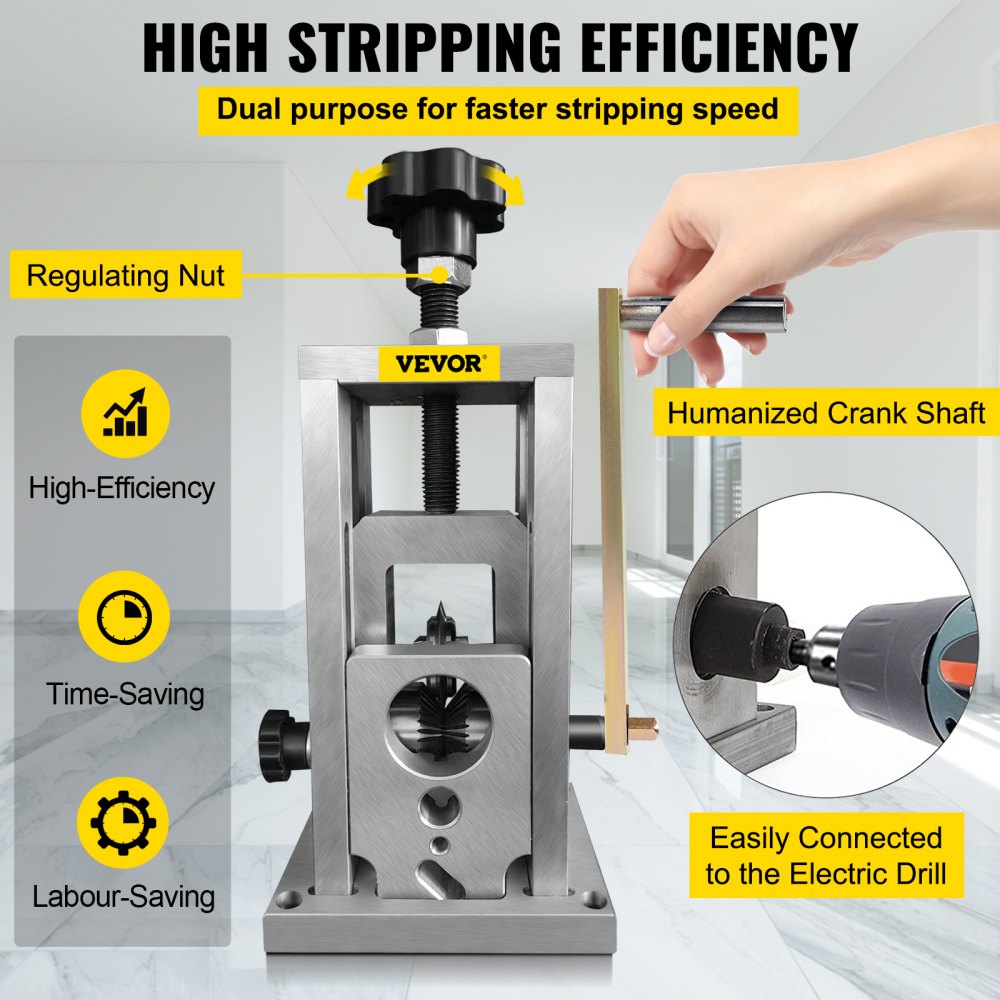 AMITOOLS Wire Stripping Machine, 0.06-1.57 inches Drill Powered, Manual Copper Stripper w Heat Treated Steel Ultra Long Lasting Blade, Compact & Portable for Scrap Cable Peeling Recycling