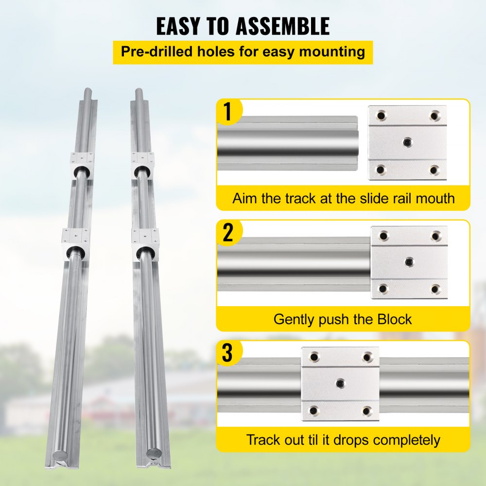 AMITOOLS Linear Rail SBR20-1200mm 20mm Linear Rail Shaft Rod W/ 4 SBR20UU Blocks