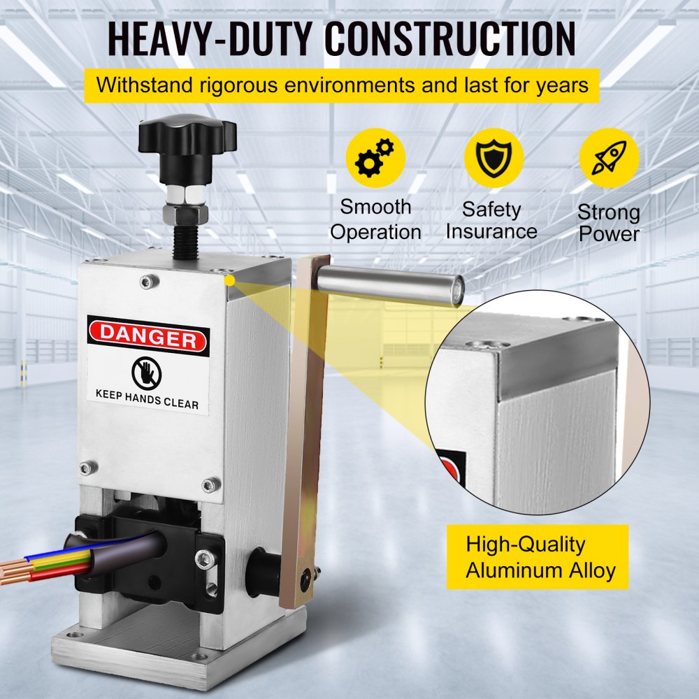 AMITOOLS Manual Wire Stripping Machine 0.06-0.98 inches, Wire Stripper Machine with Hand Crank Portable, Wire Stripping Tool Aluminum Construction,for Scrap Copper Recycling