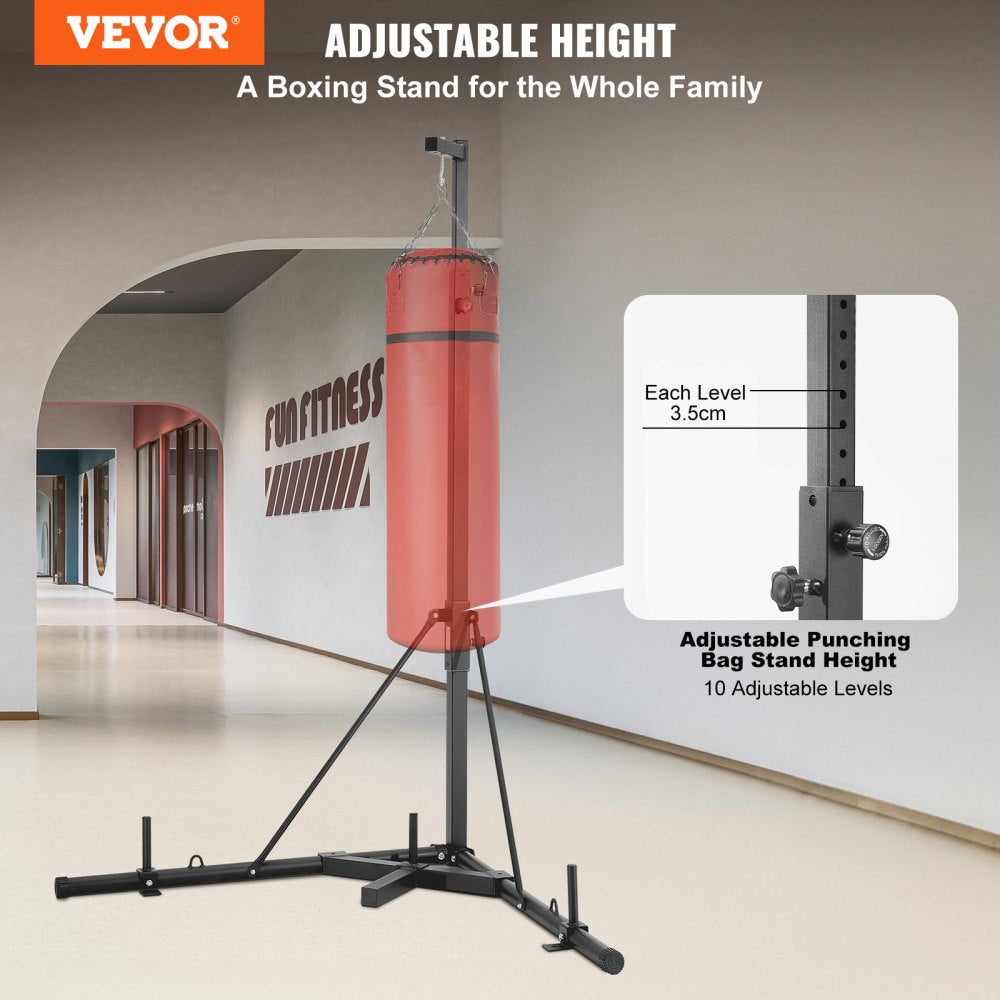 AMITOOLS Punching Bag Stand, Steel Heavy Duty Workout Training Equipment, Adjustable Height Boxing Punching Stand with Weighted Base, Holds Up to 400 lbs, Freestanding Sandbag Rack for Home Gym Fitness