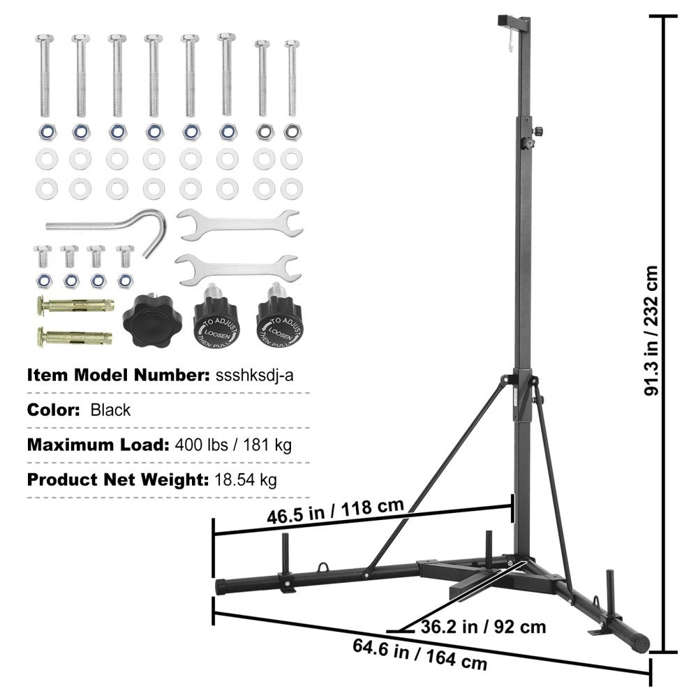 AMITOOLS Punching Bag Stand, Steel Heavy Duty Workout Training Equipment, Adjustable Height Boxing Punching Stand with Weighted Base, Holds Up to 400 lbs, Freestanding Sandbag Rack for Home Gym Fitness