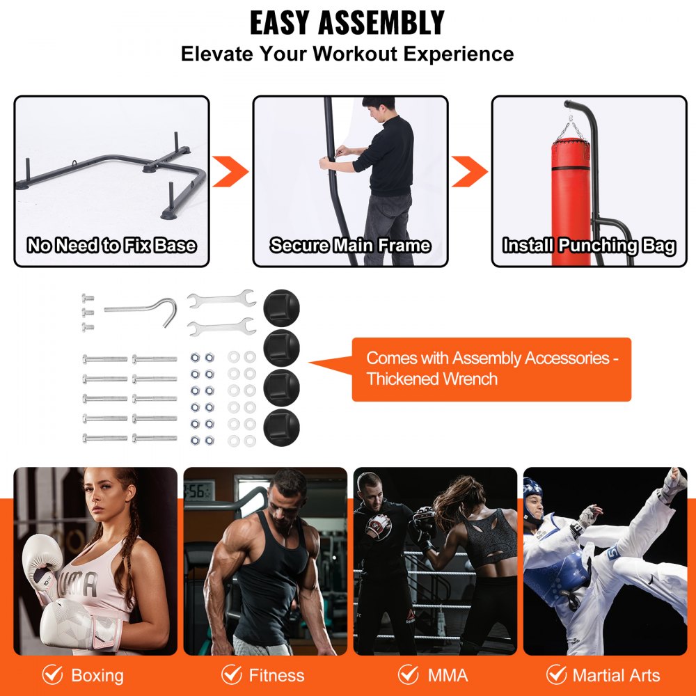 AMITOOLS Punching Bag Stand, Steel Heavy Duty Workout Equipment, Boxing Punching Bag Stand, Holds Up to 400 lbs, Freestanding Sandbag Rack with Weighted Base, Training Equipment for Home Gym Fitness