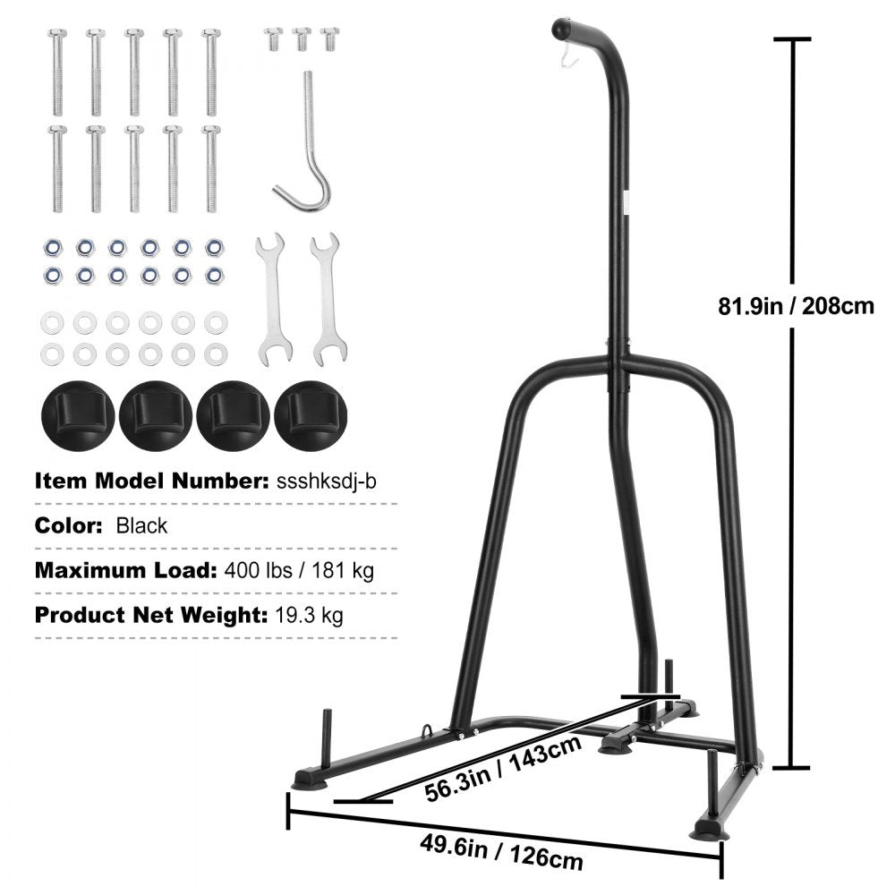 AMITOOLS Punching Bag Stand, Steel Heavy Duty Workout Equipment, Boxing Punching Bag Stand, Holds Up to 400 lbs, Freestanding Sandbag Rack with Weighted Base, Training Equipment for Home Gym Fitness