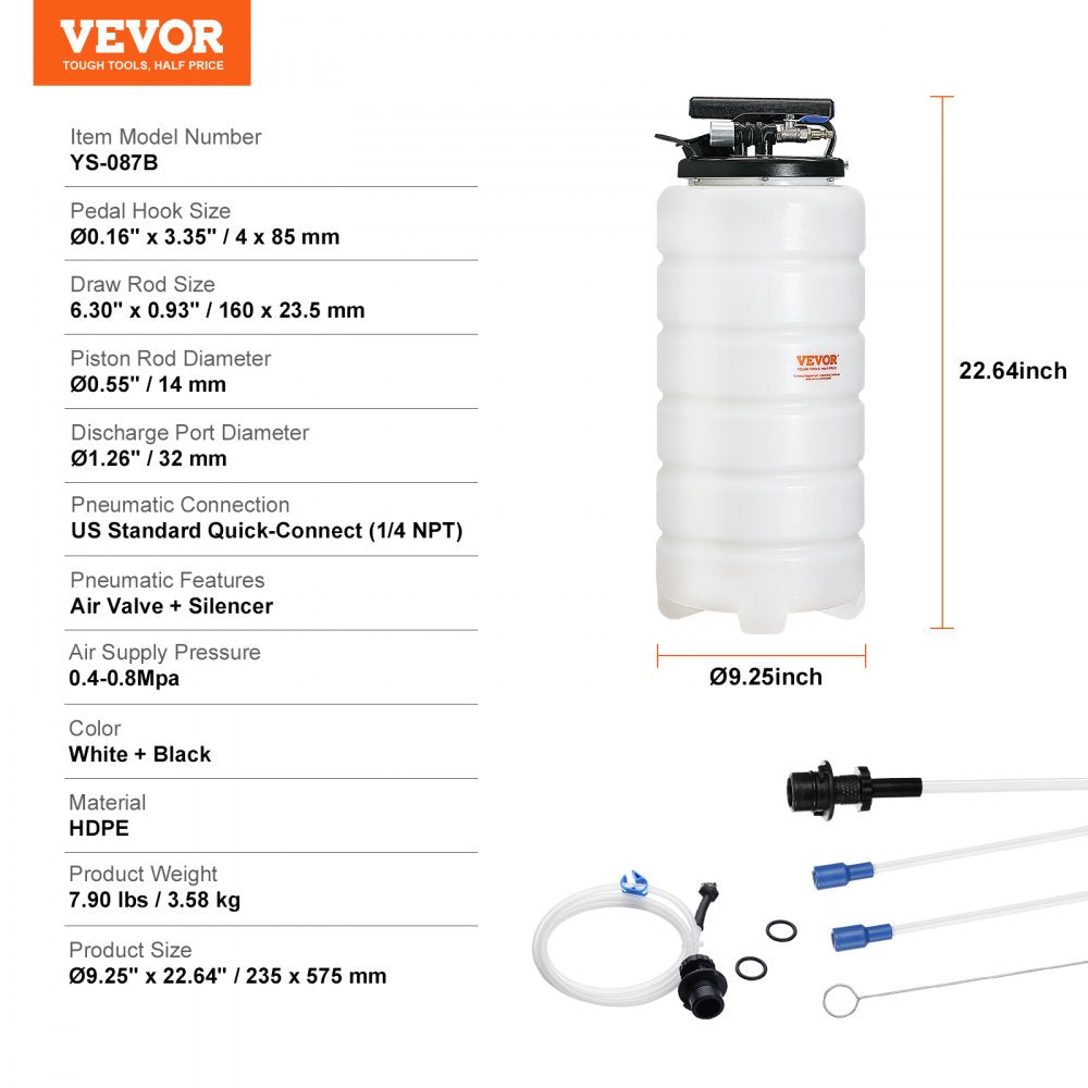 AMITOOLS Fluid Extractor, 4 Gallons (15 Liters), Pneumatic/Manual Oil Changer Vacuum Fluid Extractor with Dipstick and Suction Hose, Oil Extractor Change Pump for Automotive Fluids Vacuum Evacuation