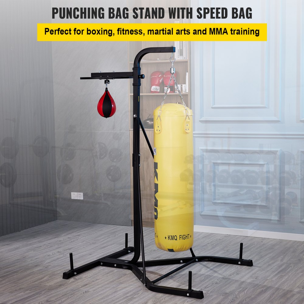 AMITOOLS Heavy Bag Stand with Speed Ball , Height Adjustable Punching Bag Stand, Foldable Boxing Bag Stand Steel Sandbag Rack Freestanding Up to 132 lbs for Home and Gym Fitness.