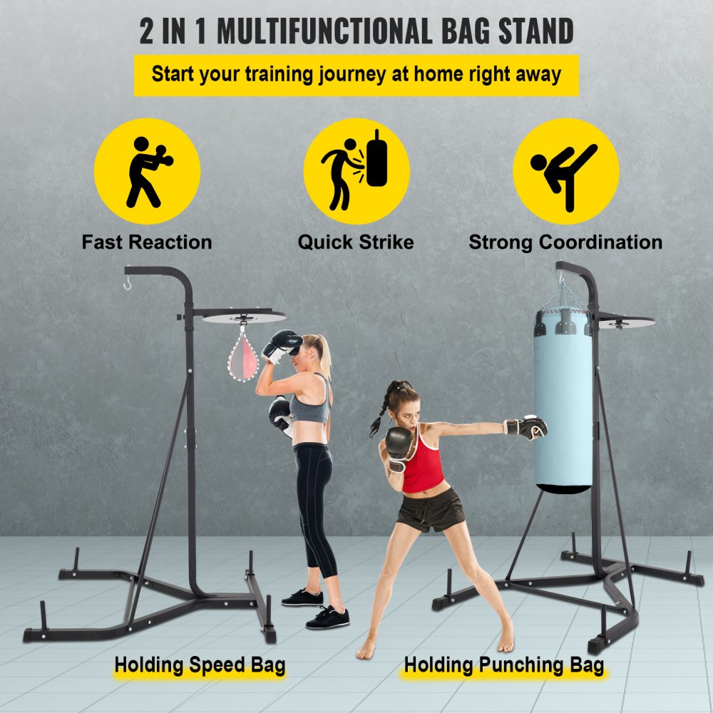 AMITOOLS Heavy Bag Stand with Speed Ball , Height Adjustable Punching Bag Stand, Foldable Boxing Bag Stand Steel Sandbag Rack Freestanding Up to 132 lbs for Home and Gym Fitness.