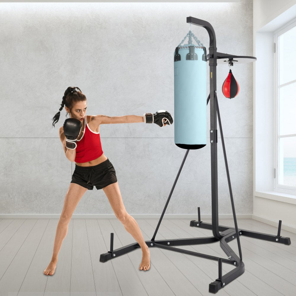 AMITOOLS Heavy Bag Stand with Speed Ball , Height Adjustable Punching Bag Stand, Foldable Boxing Bag Stand Steel Sandbag Rack Freestanding Up to 132 lbs for Home and Gym Fitness.