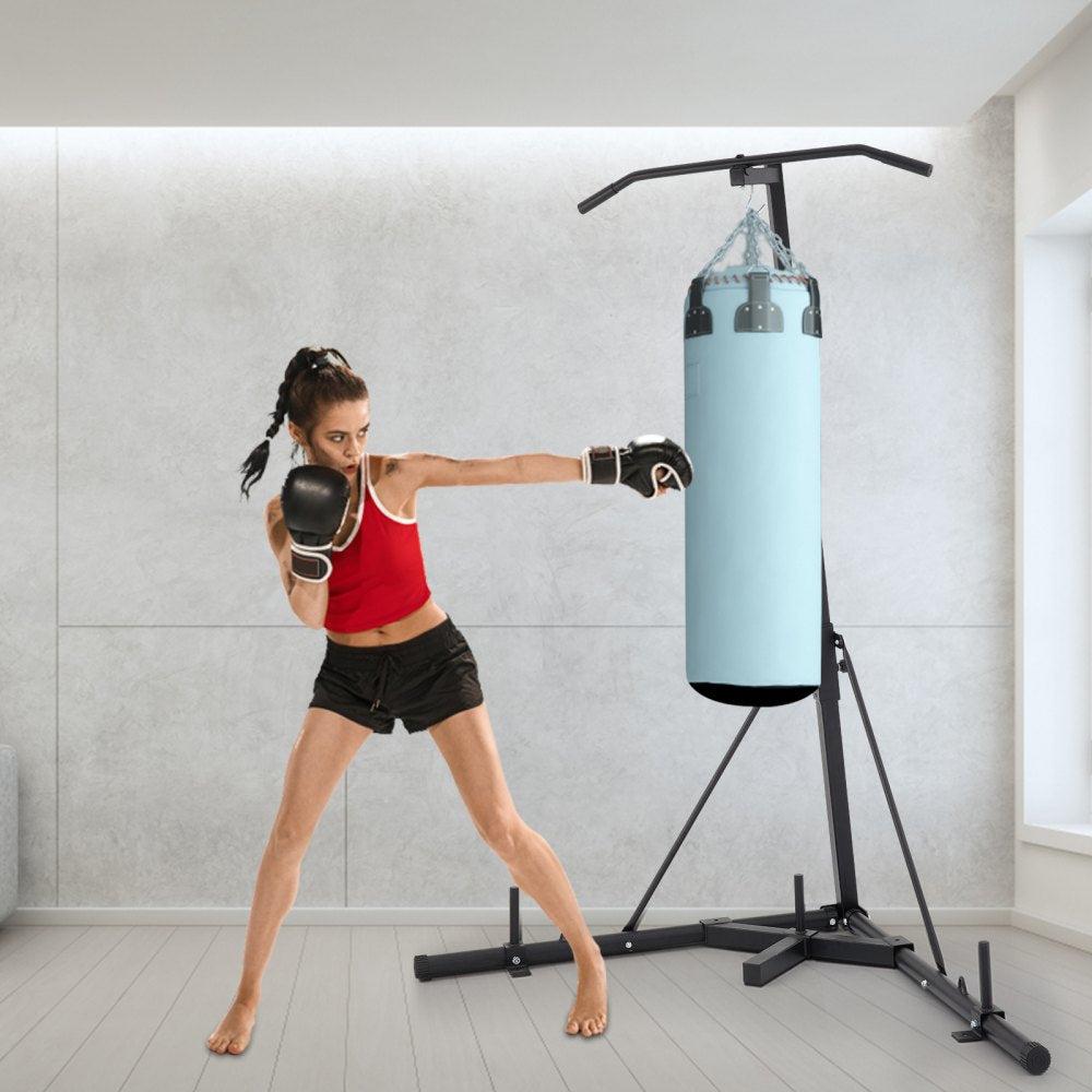 AMITOOLS 2 in 1 Heavy Bag Stand, Height Adjustable Punching Bag Stand, Foldable Boxing Bag Stand Steel Sandbag Rack Freestanding Up to 132 lbs for Home and Gym Fitness.