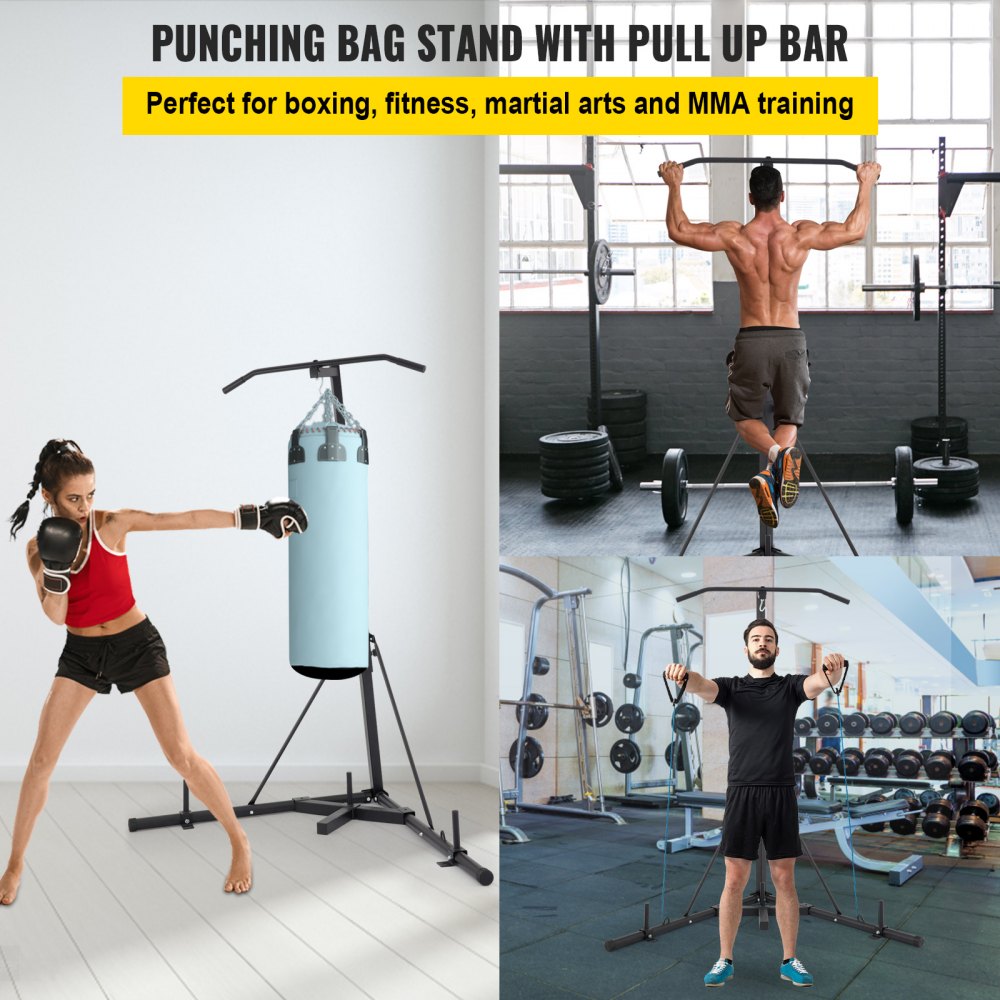 AMITOOLS 2 in 1 Heavy Bag Stand, Height Adjustable Punching Bag Stand, Foldable Boxing Bag Stand Steel Sandbag Rack Freestanding Up to 132 lbs for Home and Gym Fitness.