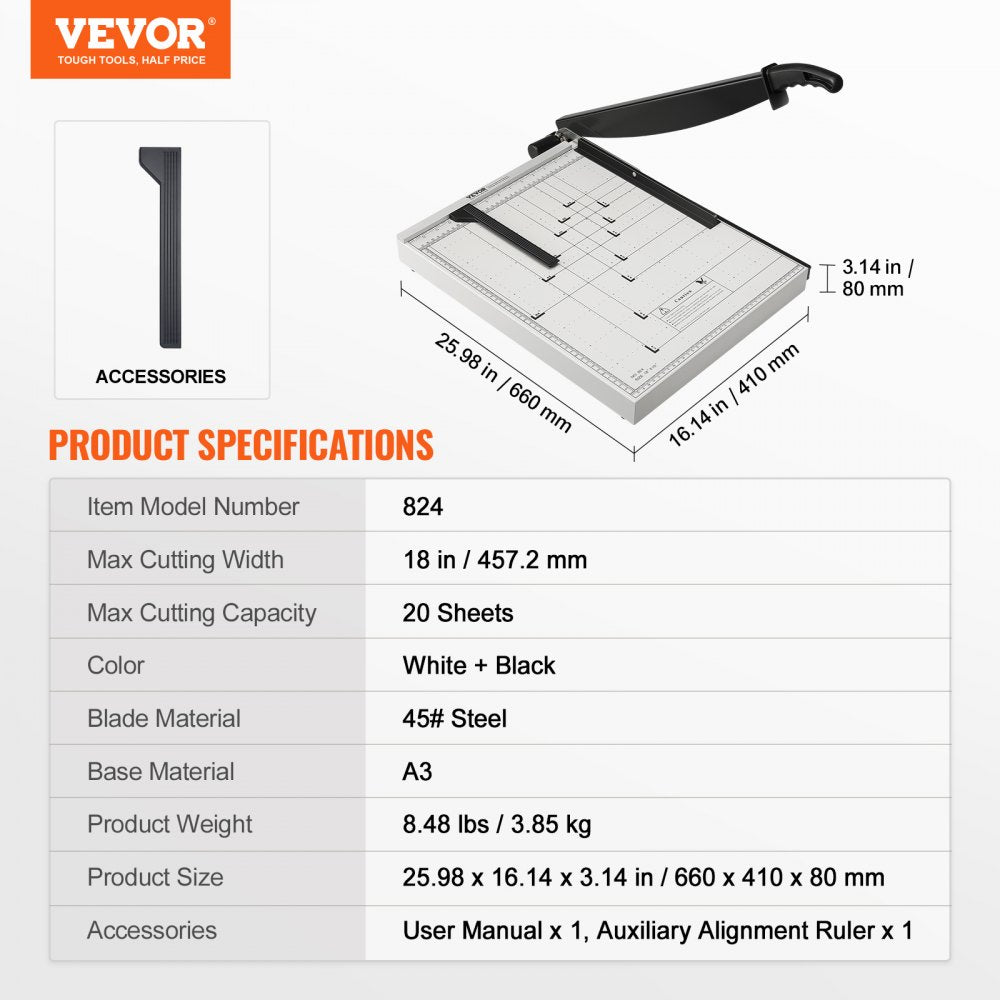 AMITOOLS Paper Cutter, Guillotine Trimmer, 18