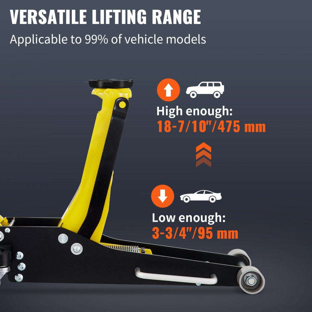 AMITOOLS Floor Jack, 2.5 Ton Low Profile Floor Jack, Aluminum and Steel Racing Floor Jack with Dual Pistons Quick Lift Pump, Floor Jack Lifting Range 3-3/4