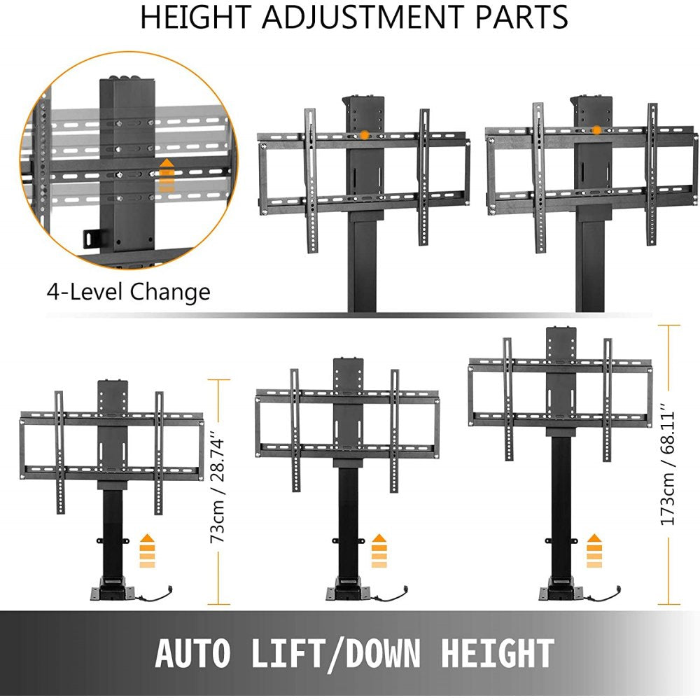 AMITOOLS Motorized TV Lift Stroke Length 39.4 Inches Motorized TV Mount Fit for 32-70 Inch TV Lift with Remote Control Height Adjustable 28.74-68.11 Inch,Load Capacity 154 Lbs