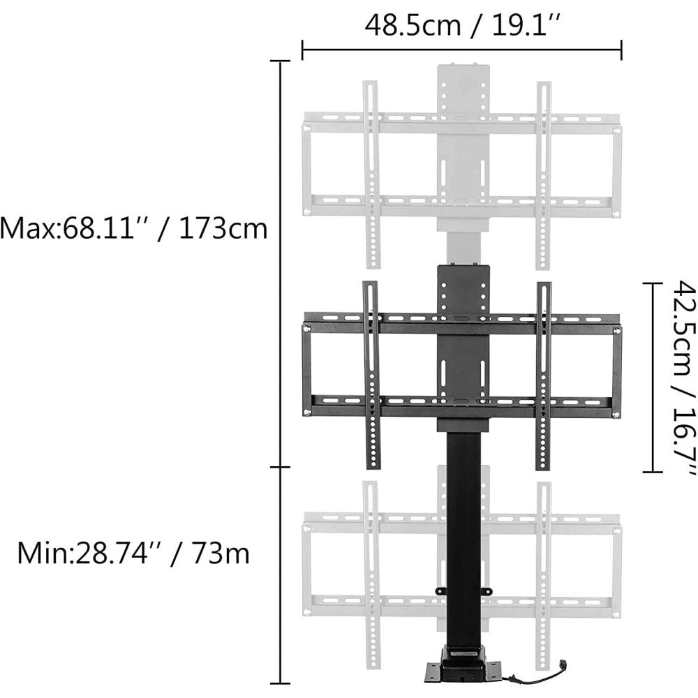 AMITOOLS Swivel Motorized TV Lift Stroke Length 40 Inch Motorized TV Mount Fit for 32-70 Inch TV Lift with Remote Control Height Adjustable 28.74-68.11 Inch,Load Capacity 154 Lbs,Manual Swivel L/R 30°