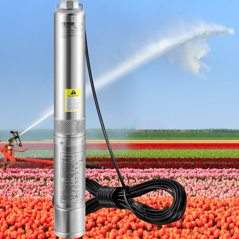 AMITOOLS Deep Well Submersible Pump, 1.5HP 230V/60Hz, 37gpm 276ft Head, with 33ft Electric Cord, 4