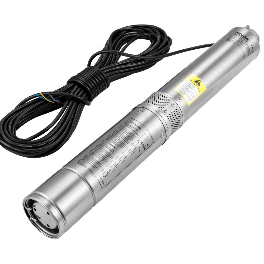 AMITOOLS Deep Well Submersible Pump, 1.5HP 230V/60Hz, 37gpm 276ft Head, with 33ft Electric Cord, 4