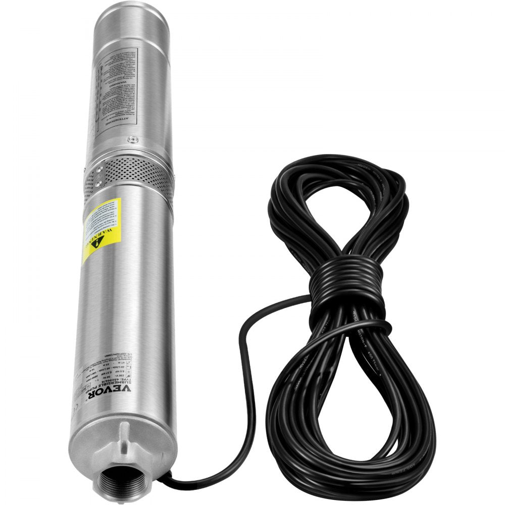 AMITOOLS Deep Well Submersible Pump, 1.5HP 230V/60Hz, 37gpm 276ft Head, with 33ft Electric Cord, 4