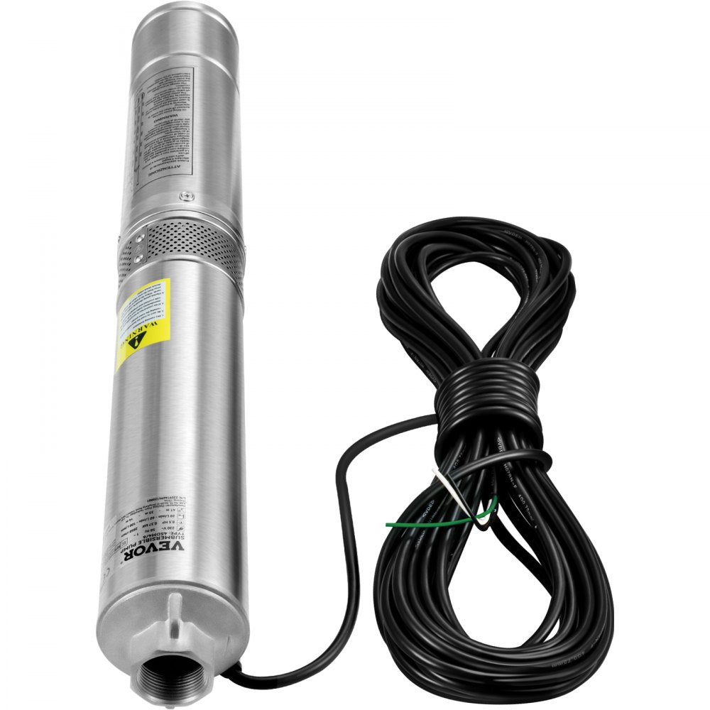 AMITOOLS Deep Well Submersible Pump, 2HP/1500W 230V/60Hz, 37GPM Flow 427 ft Head, with 33 ft Electric Cord, 4 inch Stainless Steel Water Pumps for Industrial, Irrigation & Home Use, IP68 Waterproof Grade