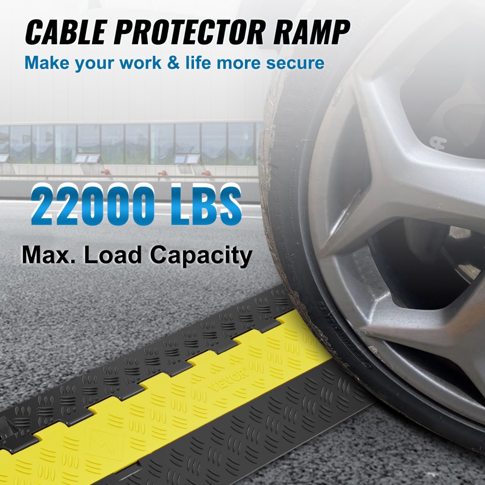 AMITOOLS 2 Channel Cable Protector Ramp 22000 lbs Load TPU Wire Cable Cover Ramp