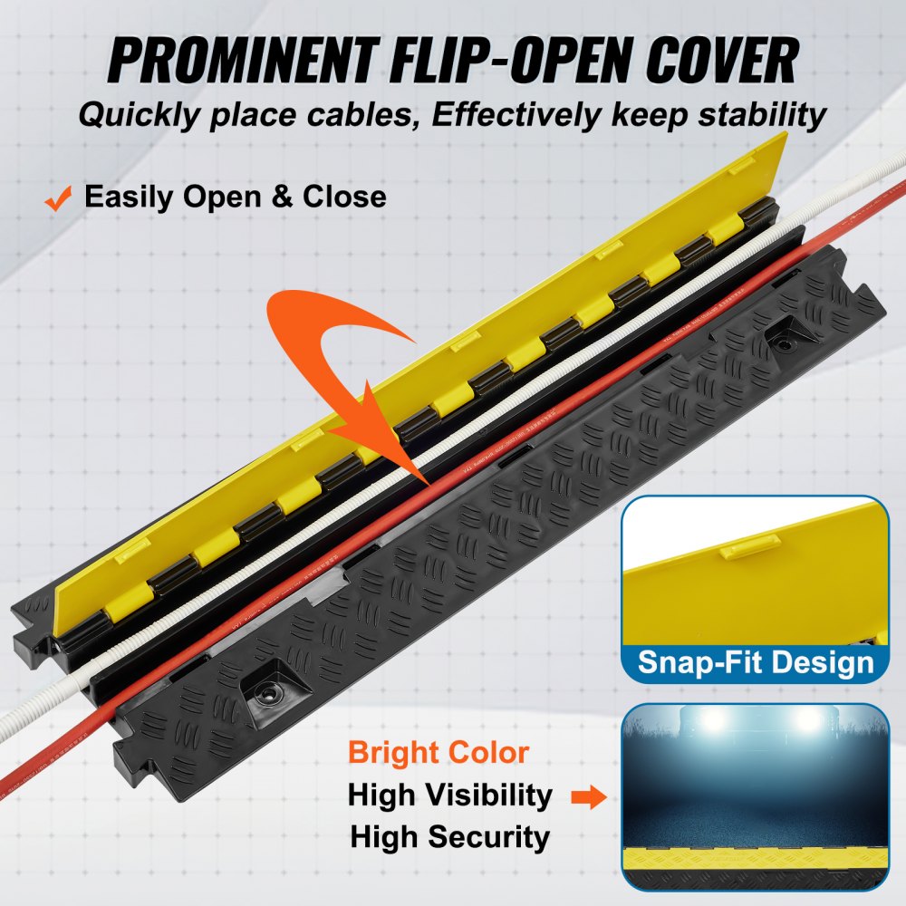 AMITOOLS 2 Channel Cable Protector Ramp 22000 lbs Load TPU Wire Cable Cover Ramp